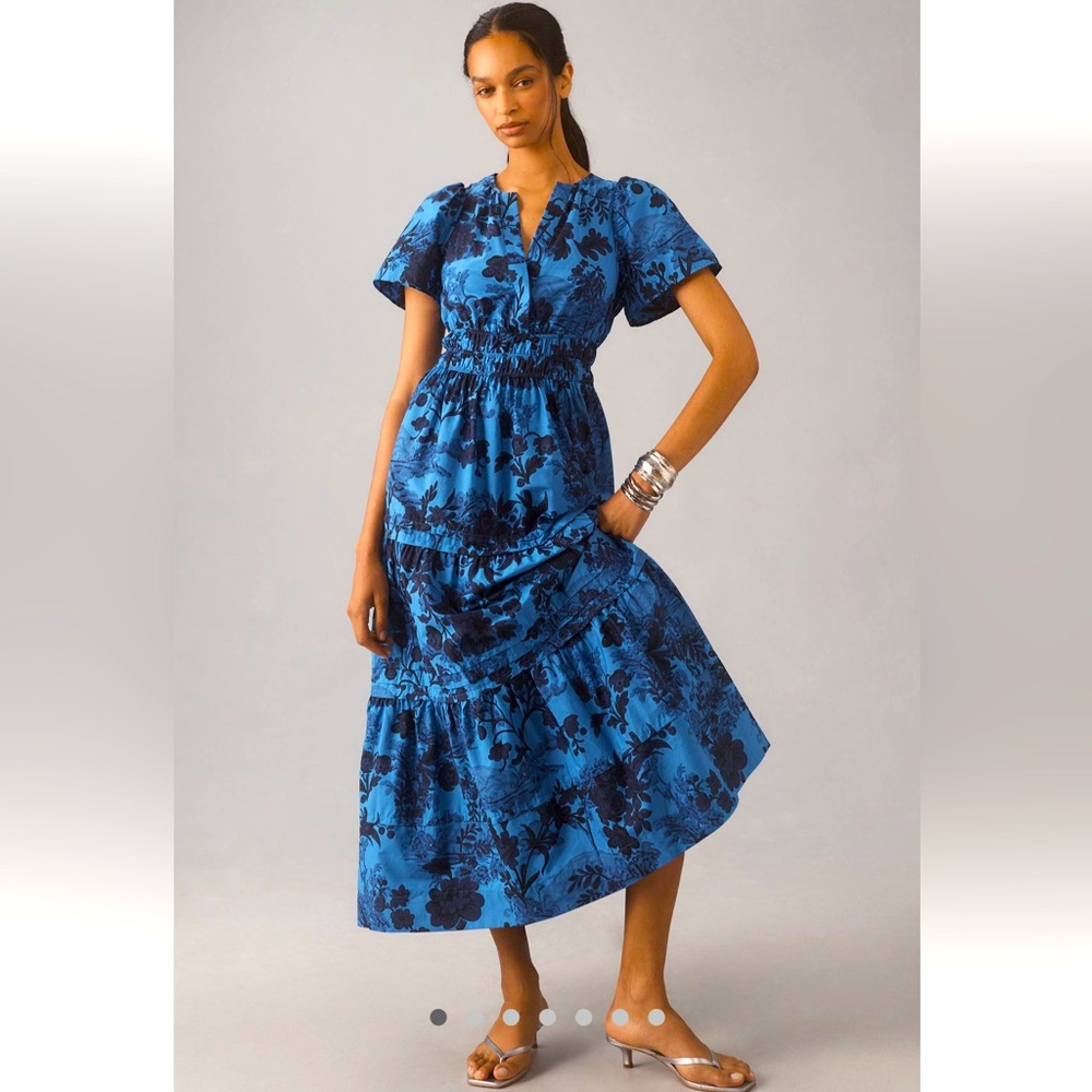 Anthropologie Somerset Maxi Dress Blue Floral Size S